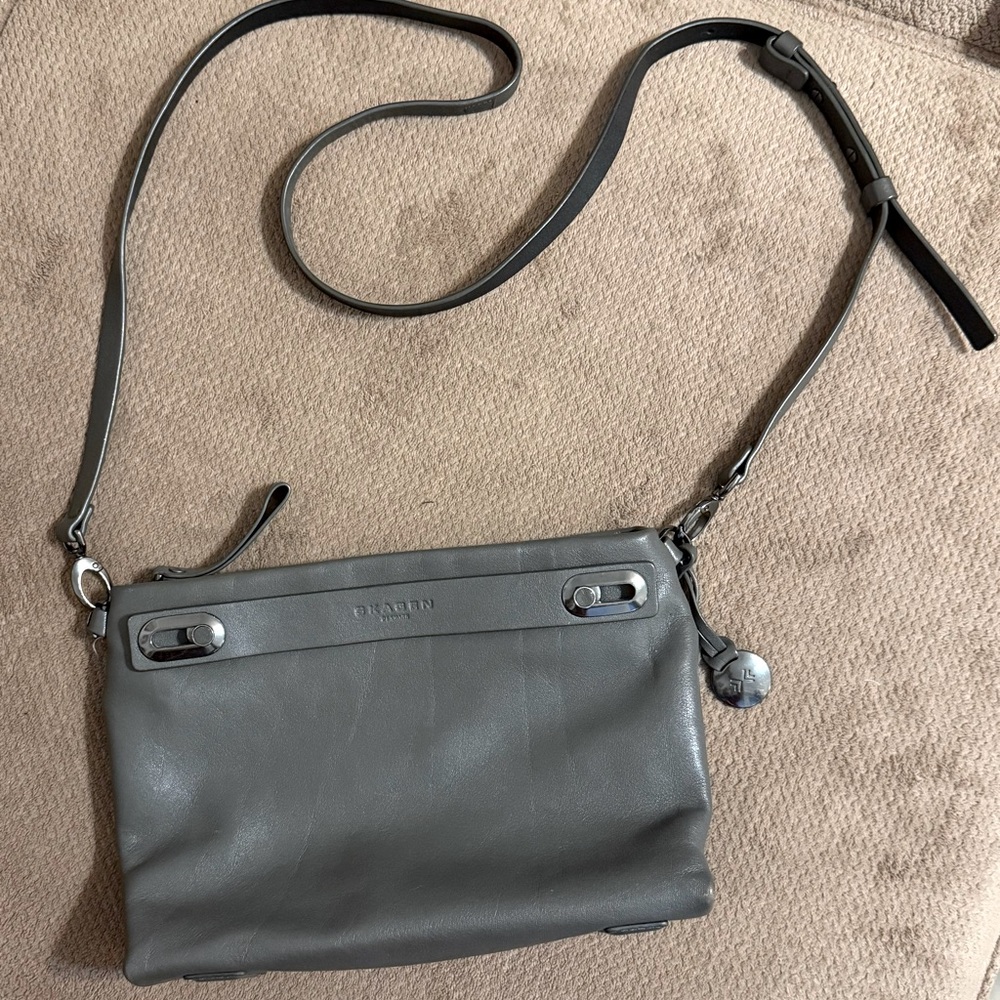 Skagen Denmark Grey Leather Crossbody Purse